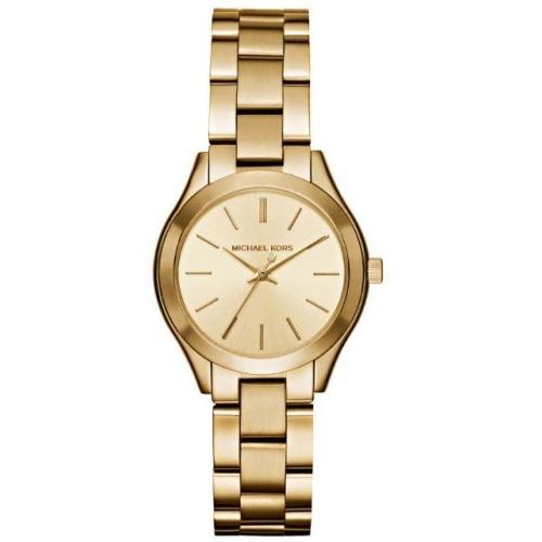 Michael Kors Ladies Slim Runway Gold Watch - MK3512